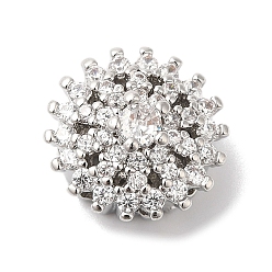 Платина Латунные микропаве из прозрачного кубического циркония, без кадмия, без никеля и без свинца, цветок, платина, 12.5x7.5 мм, отверстие : 1.8 мм