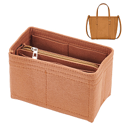 Верблюжий Прямоугольная вставка-органайзер для сумки из фетра, войлочный органайзер для сумок с застежкой-молнией, формирователь сумки, верблюжие, 19x11.5x10 см