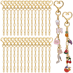 Золотой 30 поворотные застежки из сплава шт., с железными цепочками, сердце, золотые, 100 мм