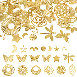 Золотой 38шт 19 стили железные подвески, разнообразные, золотые, 7~55 мм, 2 шт / стиль