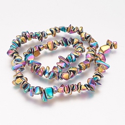 (966) Внутренний цвет Кристалл / Лиловато-лиловый на подкладке Гальванизировать немагнитных синтетический гематит бисер пряди, самородки, с покрытием разноцветным, 5~15x4~8 мм, отверстие : 1 мм, 15.5 дюйм ~ 16.4 дюйм