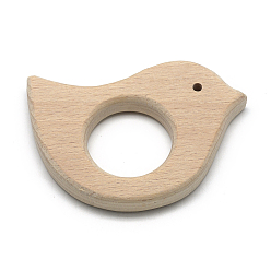 BurlyWood Undyed Beech Wood Big Pendants, Lead Free, Bird, BurlyWood, 53x69.5x10mm, Hole: 2.5mm, Inner Measure: 25mm