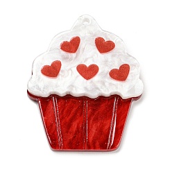 Food Непрозрачные подвески смолы, подвески с имитацией еды и фруктов, торт, 34.5x29x5 мм, отверстие : 1.5 мм