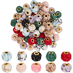 (52) Непрозрачная лаванда 100 шт. 10 цветные полиэстеровые европейские бусины, бусины с большим отверстием, круглые и круглые, с сердцевиной из железа и сплава, разноцветные, 14.5~15x13.5 мм, отверстие : 4~5 мм, 10 шт / цвет