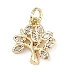 Настоящее золото 18K Стойка металлическая латунная микропрофилированная кубическая циркония подвески, без свинца и без кадмия, долговечный, древо жизни прелести, с целью перехода в кольце, реальный 18 k позолоченный, 14.5x12.5x2.5 мм