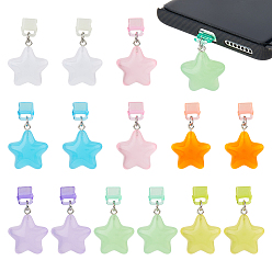 (52) Непрозрачная лаванда 14шт 7 стили пластиковые мобильные пылезащитные заглушки, с подвесками из смолы в виде звезд, разноцветные, 38 мм, 2 шт / стиль