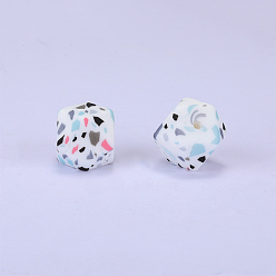 Разноцветный Цветные узоры с принтом силиконовые фокусные бусины, красочный, 17x22.5x23 мм, отверстие : 3 мм
