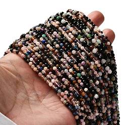 Смешанные камни Натуральные и синтетические, смешанные драгоценный камень бисер пряди, граненые круглые, 3 мм, отверстие : 0.7 мм, около 123~132 шт / нитка, 14.57''~14.96'' (37~38 см)