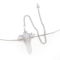 Хрусталь Натуральный кристалл кварца, с металлической фурнитурой с платиновым покрытием, Шестиугольный ангельский скипетр, подвеска, 320 мм