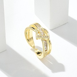 Настоящее золото 18K Кольца-манжеты с прозрачным кубическим цирконием в виде буквы d, украшения из латуни для женщин, долговечный, стойки покрытие, без свинца и без кадмия, реальный 18 k позолоченный, 8.5 мм, размер США 6 (16.5 мм)