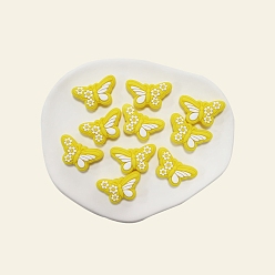 Желтый Фокальные бусины из пищевого силикона, бабочка, желтые, 18x32 мм