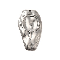 Stainless Steel Color Non-Tarnish 304 Stainless Steel Pendants, Nuggets, Stainless Steel Color, 34x19x3mm, Hole: 1.6mm