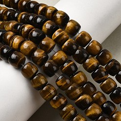 Тигровый глаз Природных тигровый глаз бисер нитей, класса AB +, баррель, 8x7 мм, отверстие : 0.7 мм, около 54 шт / нитка, 14.96'' (38 см)