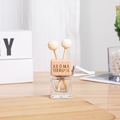 Прозрачный Стеклянный флакон духов автомобильные вентиляционные зажимы, с деревянной крышкой, для автомобильных аксессуаров, прозрачные, 48x27 мм