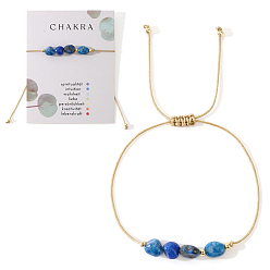 Ляпис-Лазурь Чакра регулируемые браслеты из натурального лазурита с бусинами, Браслеты из нейлонового шнура для женщин и мужчин, внутренний диаметр: 11 дюйм (28 см)