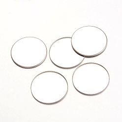 Stainless Steel Color Tarnish Resistant 316 Surgical Stainless Steel Milled Edge Bezel Cups, Cabochon Settings, Flat Round, Stainless Steel Color, 26x0.8mm, Tray: 25mm