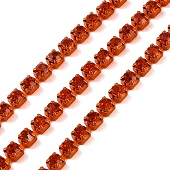 Гиацинт Железо горный хрусталь чашка цепи, с катушкой, гиацинт, 3x3x2.5 мм, Около 10 ярдов / рулон