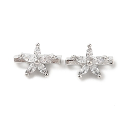 Платина Латунный микро pave прозрачный кубик циркония подвески, без кадмия, без никеля и без свинца, цветок, платина, 7x10x5.5 мм, отверстие : 1.6 мм