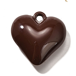 Кокосово-Коричневый Акриловые подвески, сердцевидная, с петлей, кокосового коричневый, 34.5x34x12 мм, отверстие : 3.5 мм