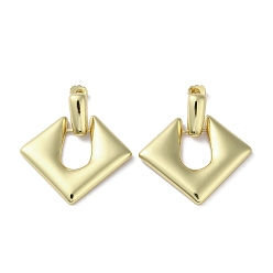 Golden Rack Plating Brass Hollow Rhombus Dangle Stud Earrings, Lead Free & Cadmium Free, Long-Lasting Plated, Golden, 45x42mm