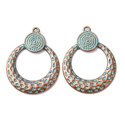 Ring Сплавочные подвески тибетского стиля, красная медь и зеленая патина, кольцо, 37x28.5x2.5 мм, отверстие : 1.6 мм