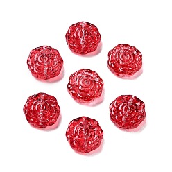 Красный Спрей окрашены прозрачные стеклянные бусины, цветочный шарм, красные, 15x15x6 мм, отверстие : 1.2 мм