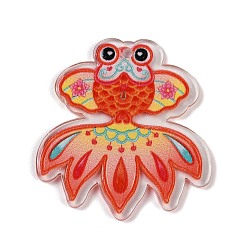 Красный Непрозрачные печатные акриловые подвески, рыба, красные, 39.5x37x2.5 мм, отверстие : 2 мм