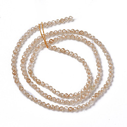 Bisque Cubic Zirconia Beads Strands, Faceted, Round, Bisque, 1.5~2x2mm, Hole: 0.2mm, about 178~186pcs/strand, 15~15.5 inch(37.5~38.5cm)
