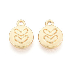 Матовый Золотой Цвет Талисман из сплава, плоские круглые и сердце, без кадмия и без свинца, матовый золотой цвет, 13x10x2 мм, отверстие : 1.5 мм
