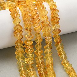 Золотистый Янтарные шарики нити, ромб, золотые, 6.5~7.5x6.5~7.5x2.5~3.5 мм, отверстие : 0.7 мм, около 75 шт / нитка, 14.76''~14.96'' (37.5~38 см)