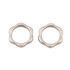 Нержавеющая Сталь Цвет 304 нержавеющей стали связывающий кольца, цветок, не тускнеет, цвет нержавеющей стали, 15x14x2 мм, внутренний диаметр: 10.5 мм