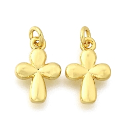 Настоящее золото 18K Латунные подвески, крест прелести, стойки покрытие, прочное покрытие, без кадмия и без свинца, с целью перехода в кольце, реальный 18 k позолоченный, 11.5x7.5x2.5 мм, отверстие : 2 мм
