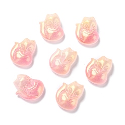 Light Salmon Electroplate Glass Cabochons, Fox, Light Salmon, 17.5x14x6mm