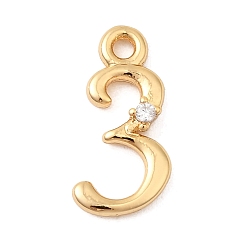 Настоящее золото 18K Латунные микро проложить кубического циркония прелести, без никеля , число, реальный 18 k позолоченный, 14x7x2 мм, отверстие : 1.4 мм