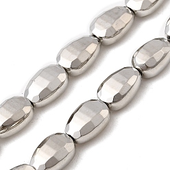 с Платиновым Покрытием Стеклянные бусины с гальваническим покрытием , teadrop, граненые, с покрытием платиным, 9x6x4.5 мм, отверстие : 1 мм, около 45 шт / нитка, 16.14'' (41 см)