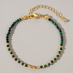 Малахит Браслеты из натурального малахита в стиле бохо для женщин с круглыми бусинами, немагнитных гематита, граненые, внутренний диаметр: 6-1/2 дюйм (16.5 см) ~ 6-3/4 дюйм (17 см)