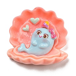 Shell Shape Симпатичные кабошоны из непрозрачной смолы, морские животные кабошоны, формы раковины, 26.5x28x9 мм