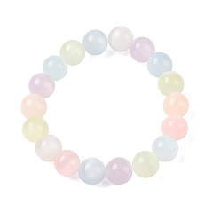 Разноцветный Женские эластичные браслеты из натурального селенита с круглыми бусинами, красочный, внутренний диаметр: 1-7/8 дюйм (4.9 см), 10 мм