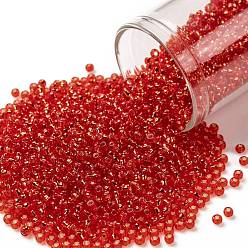 (25) Silver Lined Light Siam Ruby Круглые бусины toho, японский бисер, (25) светлый сиамский рубин с серебряной подкладкой, 11/0, 2.2 мм, отверстие : 0.8 мм, о 1110шт / бутылка, 10 г / бутылка
