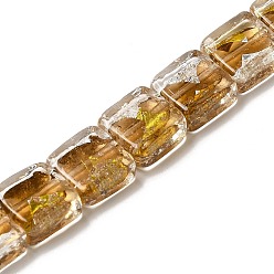 Темно-Золотистый Бусины ручной работы из золотой и серебряной фольги в технике лэмпворк, квадратный, темные золотарник, 12.5~13x12x6~6.5 мм, отверстие : 1~1.2 мм