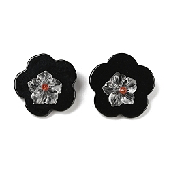 Цветок Натуральный черный оникс (окрашенный и нагретый) и кварцевый кристалл и бусины ручной работы из сердолика, цветок, 28.5x29x3 мм, отверстие : 4 мм