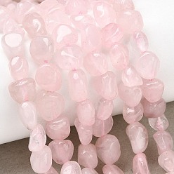 Розовый Кварц Природного розового кварца нитей бисера, самородки, упавший камень, 5~9x5~8.5x3~6 мм, отверстие : 0.8~0.9 мм, около 31 шт / нитка, 7.87'' (20 см)