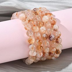 Цитрин Браслеты из натуральных круглых бусин цитрина для женщин, бусины : 7.8~8.8 мм, внутренний диаметр: 2.01~2.09 дюйм (5.1~5.3 см)