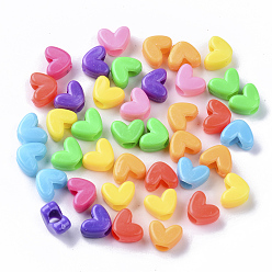 (52) Непрозрачная лаванда Непрозрачный полистирол (пс) пластиковые шарики, сердце, разноцветные, 7x9.5x5 мм, Отверстие : 3.5 мм , около 3000 шт / 500 г