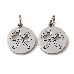 Bowknot Не тускнеющие 304 подвески из нержавеющей стали, лазерная резка, с целью перехода в кольце, цвет нержавеющей стали, полый, плоский круглый шарм, бантом, 13.5x12x1 мм, отверстие : 3.6 мм