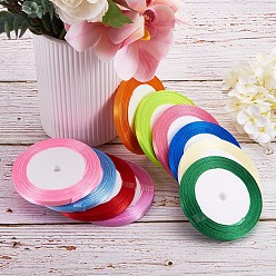 Mixed Color Satin Ribbon, Mixed Color, 1/4 inch(6mm), 25yards/roll(22.86m/group), 10rolls/group, 250yards/group