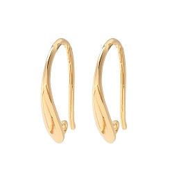 Настоящее золото 18K Крючки латунь уха, с петлей, без никеля , реальный 18 k позолоченный, 20x3.5x10.5 мм, отверстие : 1.4 мм, штифты : 1 мм