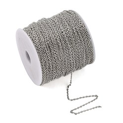 Platinum Iron Textured Cable Chains, Unwelded, with Spool, Platinum, 3x2x0.6mm, about 328.08 Feet(100m)/roll