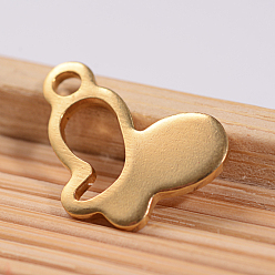 Золотой Ионное покрытие «бабочка» (ip) 304 брелоки из нержавеющей стали, золотые, 14x10x1 мм, отверстие : 2 мм