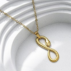 Настоящее золото 18K Бесконечная змея 304 ожерелья с подвесками из нержавеющей стали, ионное покрытие (ip), реальный 18 k позолоченный, 17.99 дюйм (45.7 см)